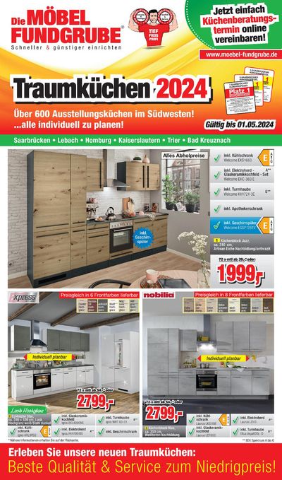 Angebote von Möbelhäuser in Saarbrücken | Traumküchen 2024 in Möbelfundgrube | 29.2.2024 - 1.5.2024