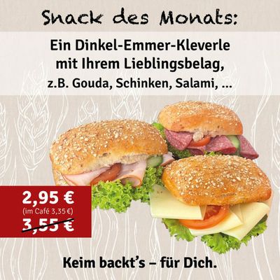 Angebote von Restaurants in Rottenburg am Neckar | Der neue Snack des Monats hat's in sich! in Bäckerei Keim | 11.3.2024 - 31.3.2024