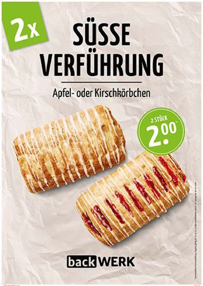 Angebote von Restaurants in Worms | SÜSSE VERFÜHRUNG - 2 APFEL- ODER KIRSCHKÖRBCHEN FÜR 2€ in BackWerk | 11.3.2024 - 31.3.2024