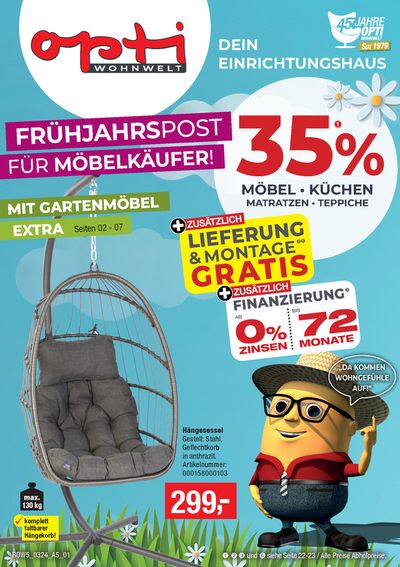 Angebote von Möbelhäuser in Wolfsburg | Frühjahrspost für Möbelkäufer in Opti Wohnwelt | 15.3.2024 - 14.4.2024