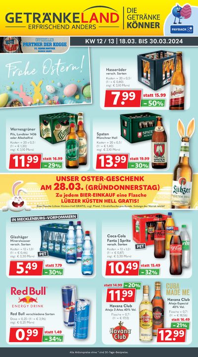 Angebote von Supermärkte in Rostock | Getränkeland Angebote in Getränkeland | 17.3.2024 - 31.3.2024