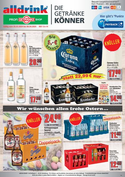 Angebote von Supermärkte in Frankenthal (Pfalz) | alldrink flugblatt in alldrink | 24.3.2024 - 6.4.2024