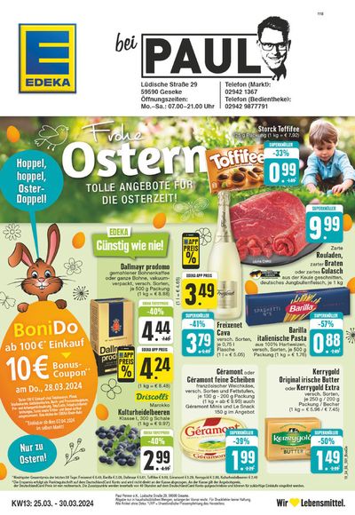 Angebote von Supermärkte in Geseke | Edeka flugblatt in EDEKA | 24.3.2024 - 30.3.2024