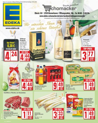 Angebote von Supermärkte in Bremerhaven | Edeka flugblatt in EDEKA | 24.3.2024 - 30.3.2024