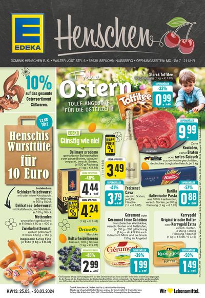 Angebote von Supermärkte in Iserlohn | Edeka flugblatt in EDEKA | 24.3.2024 - 30.3.2024