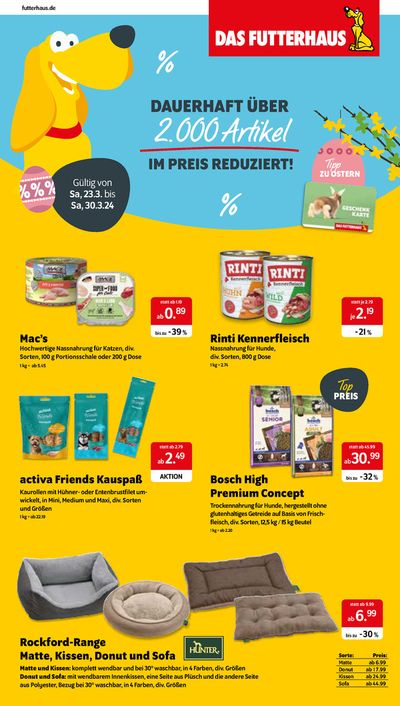 Angebote von Baumärkte und Gartencenter in Bad Homburg vor der Höhe | PREIS REDUZIERT! in Das Futterhaus | 27.3.2024 - 31.3.2024