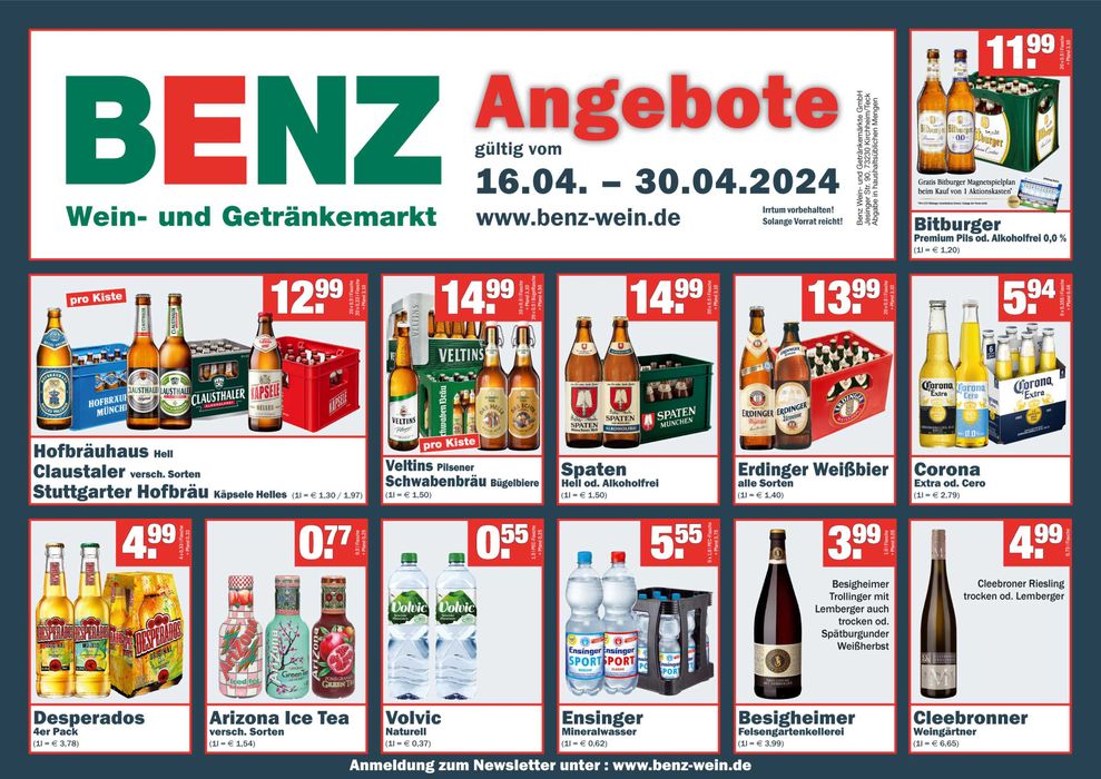 Benz Getränke Katalog in Deizisau | Prospekt de Angebote Benz Getränke | 16.4.2024 - 30.4.2024