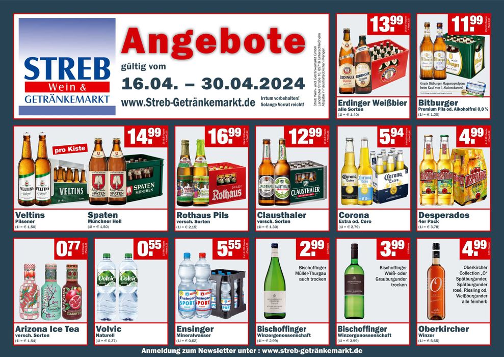 Streb Getränkemärkte Katalog in Rastatt | Prospekt de Angebote Streb Getränkemärkte | 16.4.2024 - 30.4.2024
