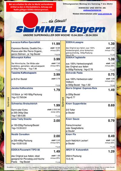 Angebote von Supermärkte in Gera | Simmel flugblatt in Simmel | 15.4.2024 - 20.4.2024