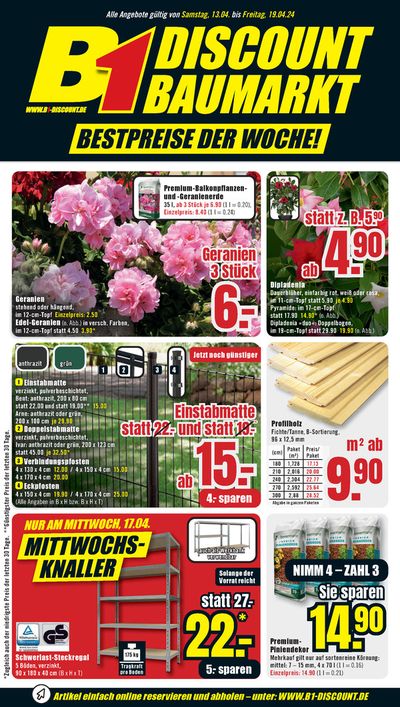 Angebote von Baumärkte und Gartencenter in Ludwigshafen am Rhein | B1 Discount Baumarkt flugblatt in B1 Discount Baumarkt | 13.4.2024 - 27.4.2024