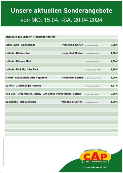 Angebote von Supermärkte in Weingarten | CAP Markt Angebot in CAP Markt | 13.4.2024 - 27.4.2024