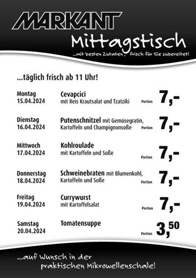Angebote von Supermärkte in Kiel | Markant flugblatt in Markant | 14.4.2024 - 28.4.2024