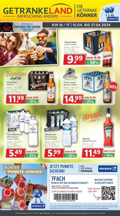 Angebote von Supermärkte in Wittstock-Dosse | Getränkeland Angebote in Getränkeland | 14.4.2024 - 28.4.2024