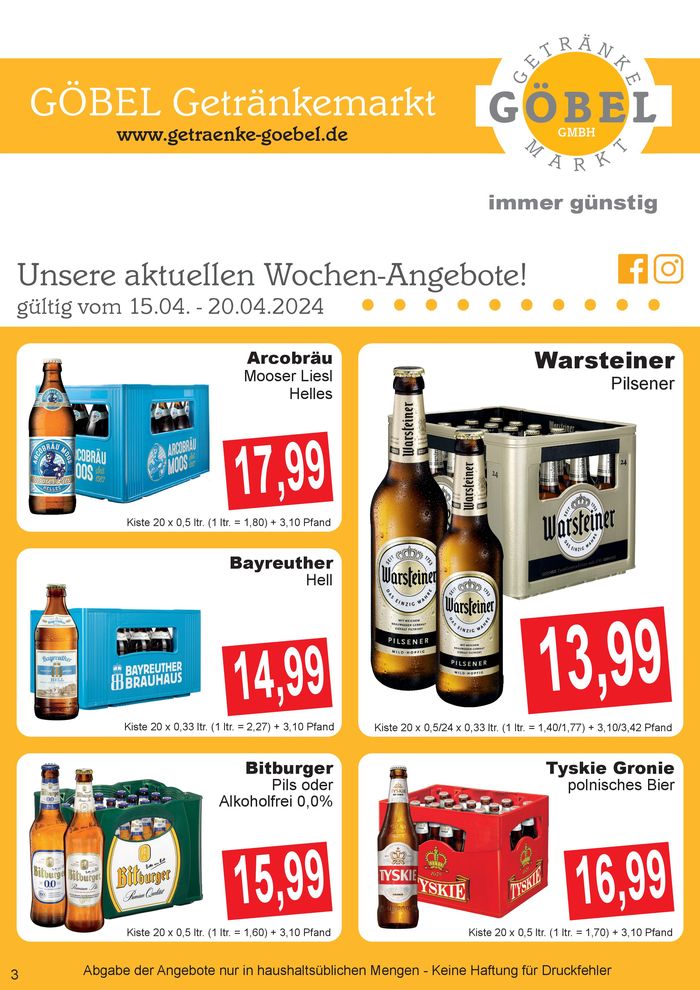 Getränke Göbel Katalog in Senden (Bayern) | Getränke Göbel flugblatt | 14.4.2024 - 28.4.2024