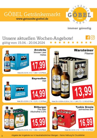 Angebote von Supermärkte in Neu-Ulm | Getränke Göbel flugblatt in Getränke Göbel | 14.4.2024 - 28.4.2024