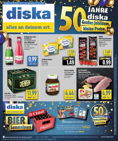 Angebote von Supermärkte in Erfurt | Diska flugblatt in diska | 15.4.2024 - 29.4.2024