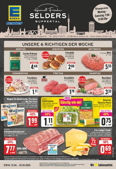 Angebote von Supermärkte in Wuppertal | Edeka flugblatt in EDEKA | 14.4.2024 - 20.4.2024