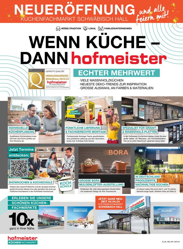 Hofmeister Katalog in Heilbronn | NEUERÖFFNUNG KÜCHENFACHMARKT SCHWÄBISCH HALL | 16.4.2024 - 28.5.2024