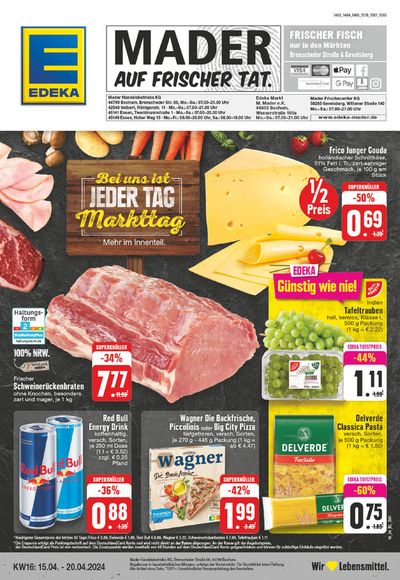 Angebote von Supermärkte in Velbert | Edeka flugblatt in EDEKA | 14.4.2024 - 20.4.2024