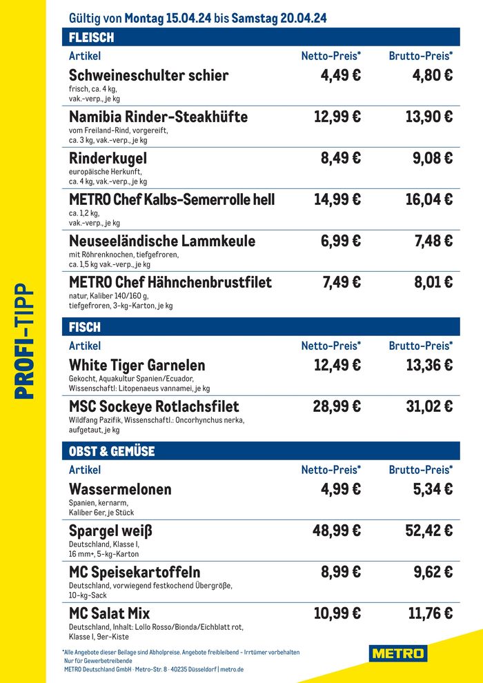 Metro Katalog in Duisburg | Profi-Tipp | 15.4.2024 - 20.4.2024