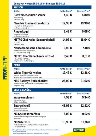 Angebote von Supermärkte in Wolfsburg | Profi-Tipp in Metro | 15.4.2024 - 20.4.2024