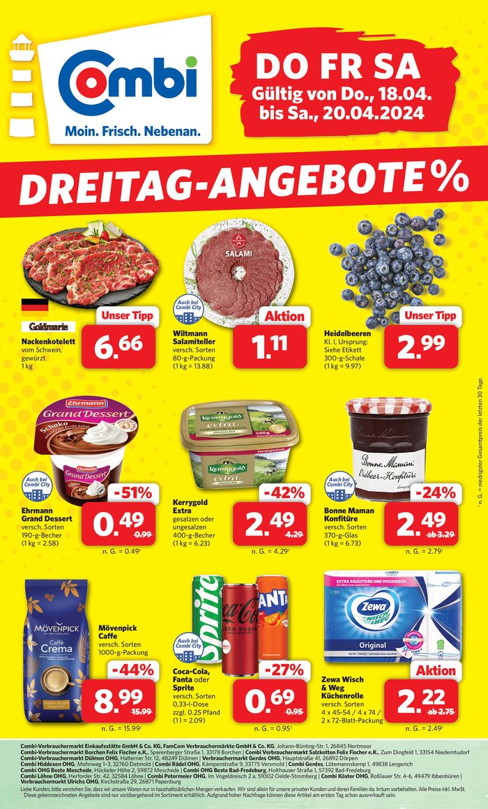 Combi Markt Katalog in Paderborn | DREITAG ANGEBOTE | 17.4.2024 - 20.4.2024