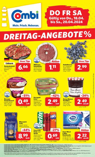 Angebote von Supermärkte in Garbsen | DREITAG ANGEBOTE in Combi Markt | 17.4.2024 - 20.4.2024