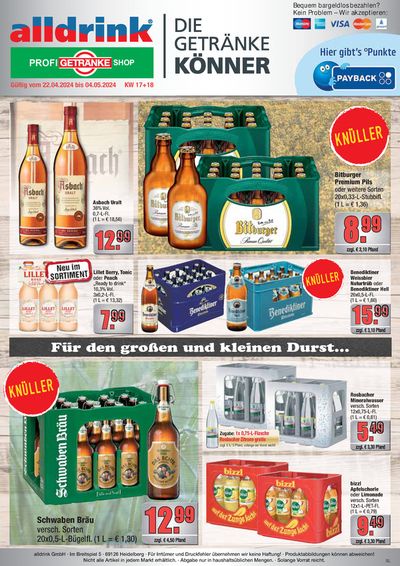 Angebote von Supermärkte in Frankfurt am Main | alldrink flugblatt in alldrink | 21.4.2024 - 4.5.2024