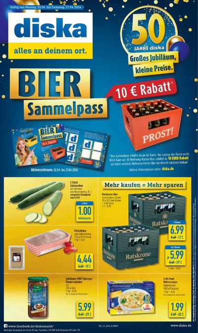 Angebote von Supermärkte in Bayreuth | Diska flugblatt in diska | 22.4.2024 - 6.5.2024