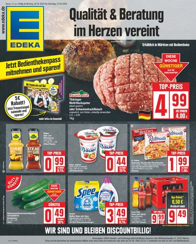 Angebote von Supermärkte in Braunschweig | Edeka flugblatt in EDEKA | 21.4.2024 - 27.4.2024