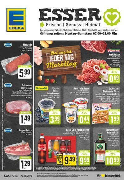 Angebote von Supermärkte in Erkelenz | Edeka flugblatt in EDEKA | 21.4.2024 - 27.4.2024