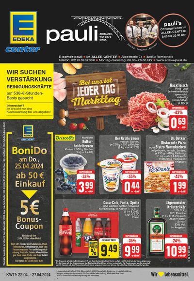 Angebote von Supermärkte in Remscheid | Edeka flugblatt in EDEKA | 21.4.2024 - 27.4.2024