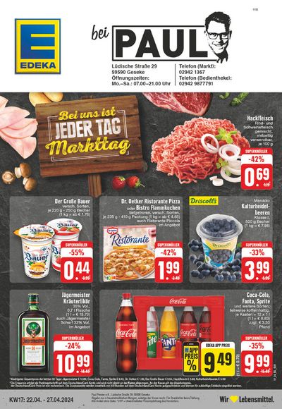 Angebote von Supermärkte in Geseke | Edeka flugblatt in EDEKA | 21.4.2024 - 27.4.2024