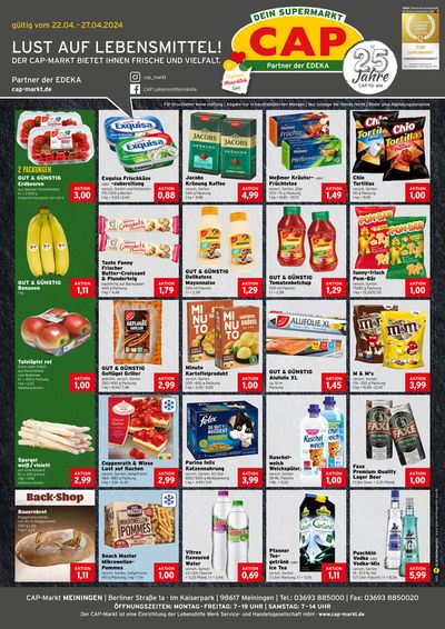 Angebote von Supermärkte in Suhl | LUST AUF LEBENSMITTEL in CAP Markt | 22.4.2024 - 30.4.2024