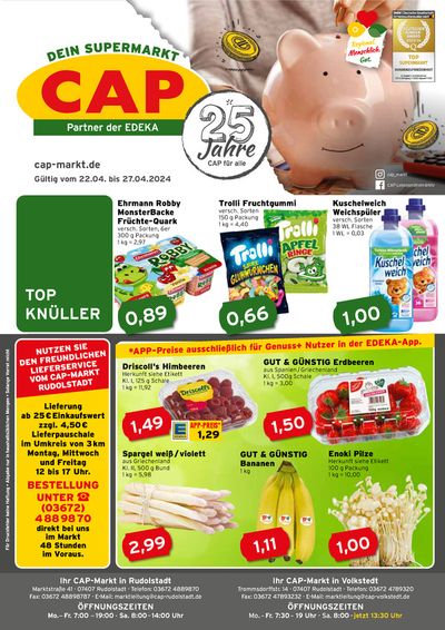 Angebote von Supermärkte in Rudolstadt | TOP KNULLER in CAP Markt | 22.4.2024 - 30.4.2024