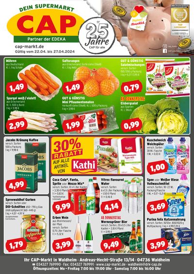 Angebote von Supermärkte in Döbeln | 30% Rabatt*-Aktion in CAP Markt | 22.4.2024 - 30.4.2024