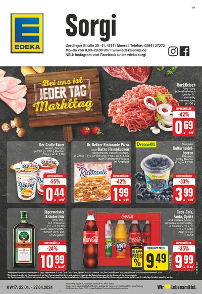 Angebote von Supermärkte in Moers | Edeka flugblatt in EDEKA | 21.4.2024 - 27.4.2024