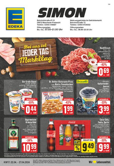 Angebote von Supermärkte in Meschede | Edeka flugblatt in EDEKA | 21.4.2024 - 27.4.2024