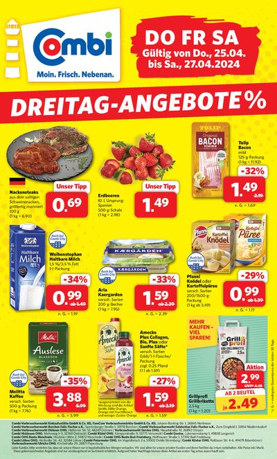 Angebote von Supermärkte in Paderborn | DREITAG-ANGEBOTE in Combi Markt | 24.4.2024 - 27.4.2024