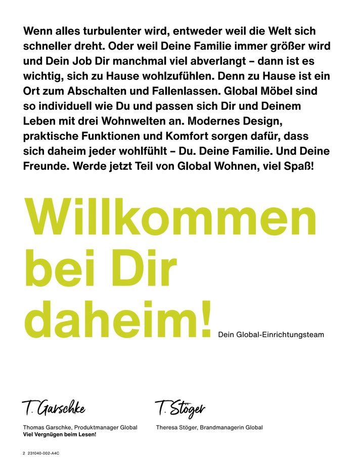 Global Wohnen Katalog in Bergisch Gladbach | NEUER KATALOG | 25.4.2024 - 31.12.2024