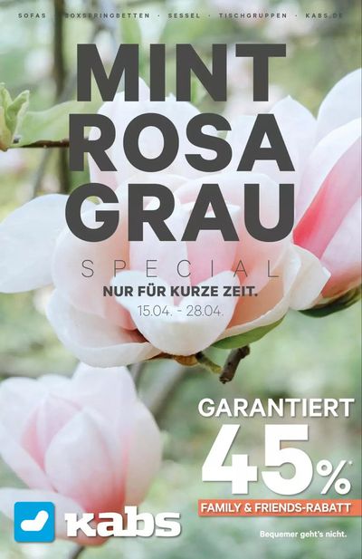 Kabs Polsterwelt Katalog in Lübeck | Wochenspecial - Mint-Rosa-Grau | 26.4.2024 - 29.4.2024