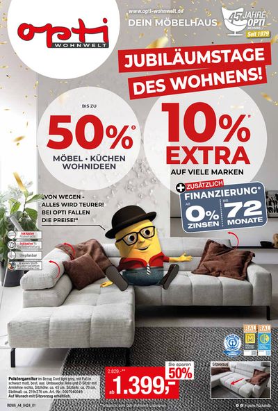 Angebote von Möbelhäuser in Ebern | Jubiläumstage des Wohnens in Opti Wohnwelt | 26.4.2024 - 18.5.2024