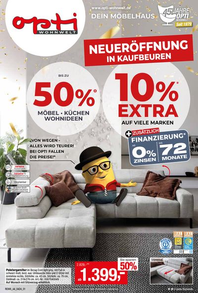 Angebote von Möbelhäuser in Bad Wörishofen | Neueröffnung in Kaufbeuren in Opti Wohnwelt | 26.4.2024 - 18.5.2024