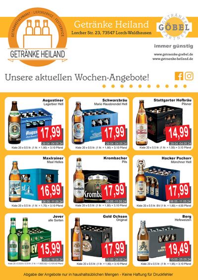 Angebote von Supermärkte in Lorch (Ostalbkreis) | Getränke Göbel flugblatt in Getränke Göbel | 28.4.2024 - 12.5.2024