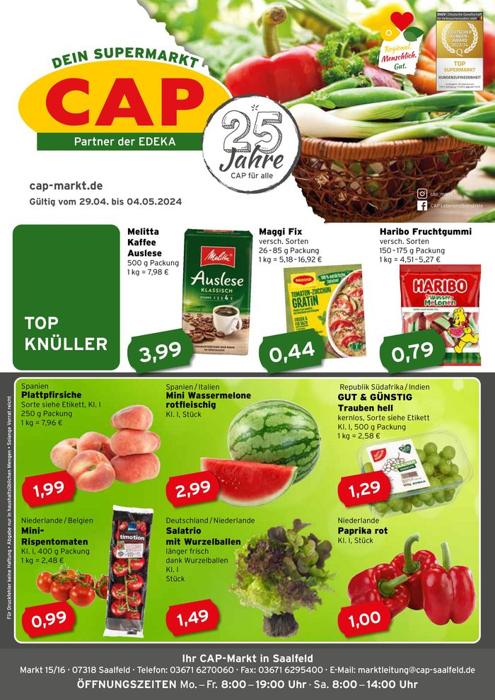 CAP Markt Katalog in Saalfeld-Saale | CAP Markt Angebot | 29.4.2024 - 4.5.2024