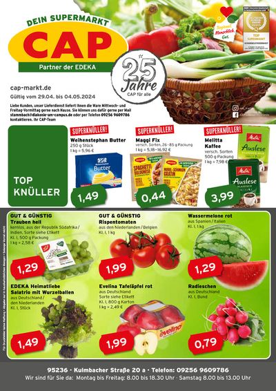 Angebote von Supermärkte in Münchberg | CAP Markt Angebot in CAP Markt | 29.4.2024 - 4.5.2024