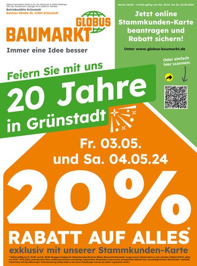 Angebote von Baumärkte und Gartencenter in Grünstadt | Globus Baumarkt prospekt in Globus Baumarkt | 28.4.2024 - 4.5.2024