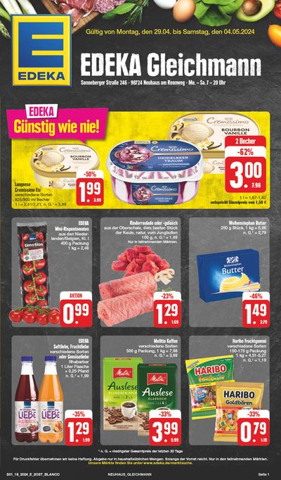Angebote von Supermärkte in Eisfeld | Edeka flugblatt in EDEKA | 28.4.2024 - 4.5.2024