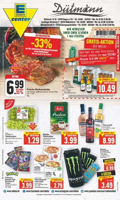 Angebote von Supermärkte in Hagen am Teutoburger Wald | Edeka flugblatt in EDEKA | 28.4.2024 - 4.5.2024