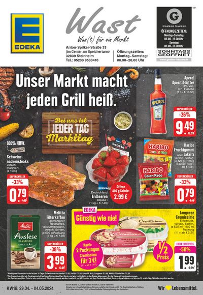 Angebote von Supermärkte in Steinheim | Edeka flugblatt in EDEKA | 28.4.2024 - 4.5.2024